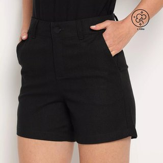 Shorts Feminino com Linho preto
