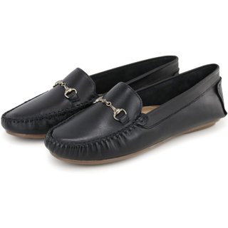 Mocassim em Couro com Fivela Feminino Preto