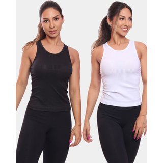 Kit 2 Regatas Nadador Canelada Feminina Lisa Blusa Blusinha Básica Treino Academia Colorido