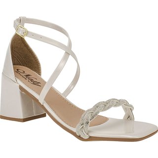 Sandália Feminina Naty Shoes Casual Salto Alto 7,5cm Off White
