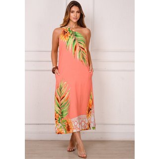 Vestido Midi Ombro Só BBonnie Leticia Estampado Coral