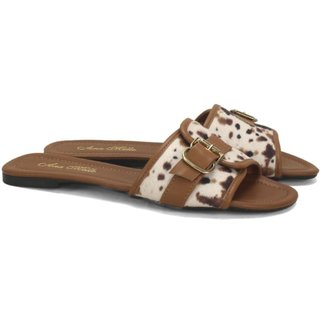 Slide rasteira com fivela cow print Incolor