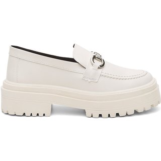 Mocassim Feminino Sola Tratorada Oxford Branco