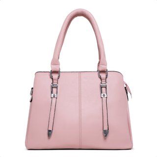 Bolsa De Mão Feminina Alça Transversal Couro Luxuosa Moderna Marfim editar anúncio Rosa