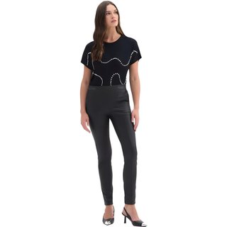 Calça Legging Feminina Couro Ecologico Flor De Lis