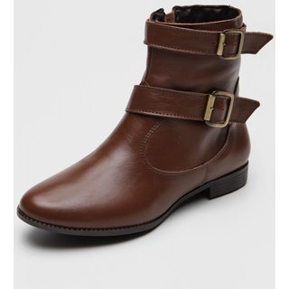 Bota Cano Curto em Couro Tellini Store Conhaque