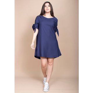 Vestido Curto Cabanafree Plano Azul Marinho