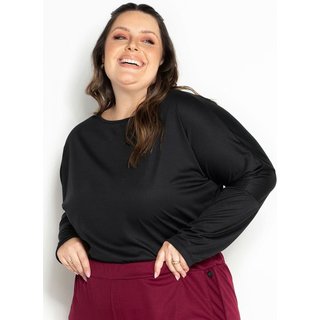 Blusa Com Mangas Longas Plus Size Preta Marguerite