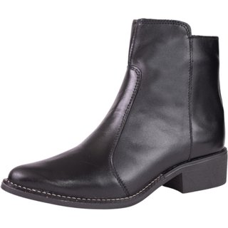 Bota Feminina Cano Baixo Bico Fino Couro Preto Kuento Shoes