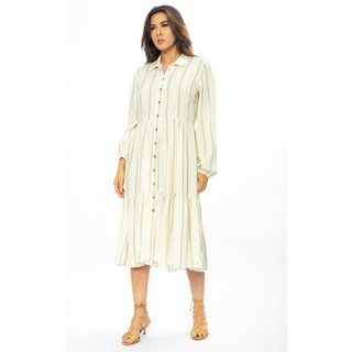 Vestido Midi Amazônia Vital Estampa Essencial Listrado Verde