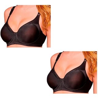 Kit com 2 Sutiãs com Aro e sem Bojo Support Control Demillus 64905 Taça C Preto