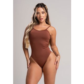 Body Alcinha MVB Modas Cavado Feminino Costa Nua Marrom