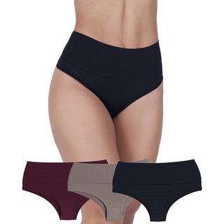 Kit 3 Calcinhas Cós Duplo Microfibra Concept Lingerie Multicolorido