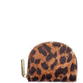 Mini carteira feminina de couro estampado Ayla - Whisky
