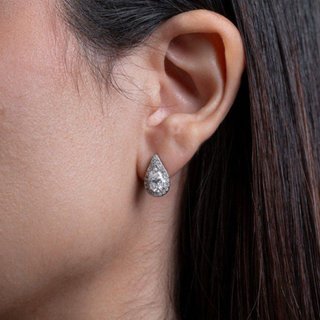 Infantil - Brinco Gota em Prata com Pedra Moissanite 7.5mm Semijoia Ania Store