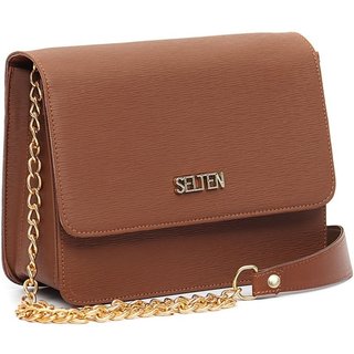 Bolsa Selten Lateral Com Alça De Corrente marrom