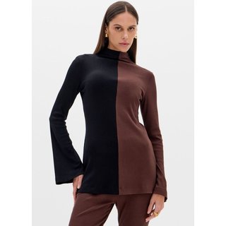 Blusa Canelada Alongada Bicolor Lança Perfume
