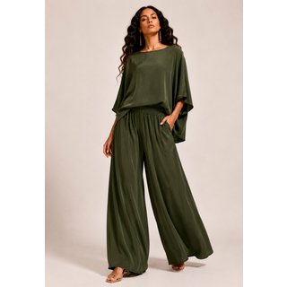 Conjunto Amazonia Vital Feminino Verde Musgo com Blusa Ampla e Calça Pantalona
