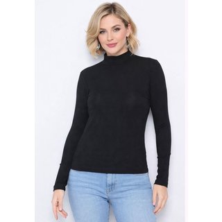 Blusa Maria Paes Manga Longa Gola Alta Preto