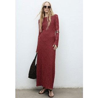Vestido Feminino Mango Salguer Renda Vinho