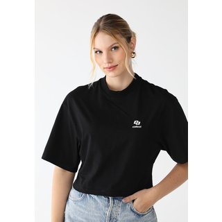 Camiseta Cropped Colcci Reta Logo Preta