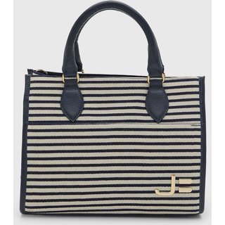 Bolsa Feminina Jorge Bischoff Listrada Azul Marinho/Off-White