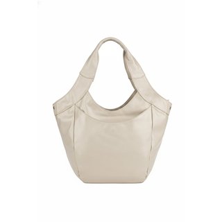 Bolsa saco grande de couro liso Cíntia - Marfim