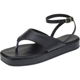 Sandalia Rasteira Maduda Feminina Flat Confortavel tamanco Sandalia Moderna Moda Plataforma Preto
