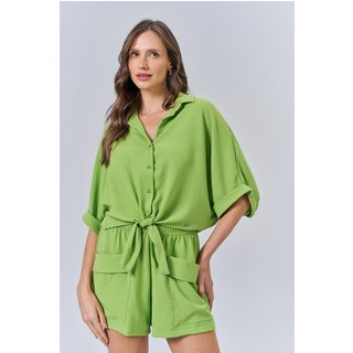 Camisa Resort Ampla Amarração Feminina Acostamento