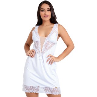 Camisola em Renda Luxo Jaqueline Branca Branco
