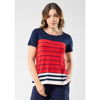 Blusa Pau a Pique Listrada Azul Marinho e Vermelho VERMELHO - GG Pau a Pique