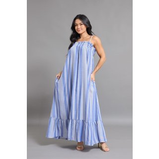 Vestido Em Viscose Feminino Com Alça Lemier Collection Azul
