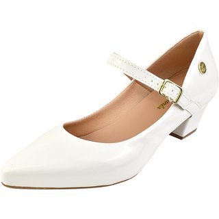 Scarpin Feminino Boneca Bico Fino Salto Baixo Branco