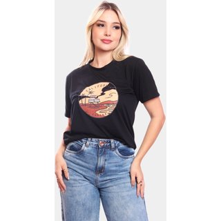 Tshirt Blusa Feminina California Estampada Manga Curta Camiseta Camisa Preto