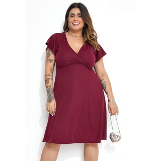 Vestido Plus Size Bordô Marguerite
