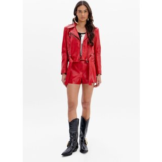 Short De Couro Hot Pants Cintura Média Lança Perfume