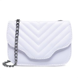 Bolsa Feminina Branca Pequena Festa Clutch Alça Corrente Carmelo Shoes Festa Madrinha Balada