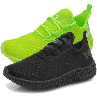 Kit 2 Tênis Boost Feminino Evoltenn Esportivo Colmeia Verde e Black