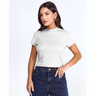 Baby Look Gola Alta Feminina Cropped Premium 90299 Branco Consciência