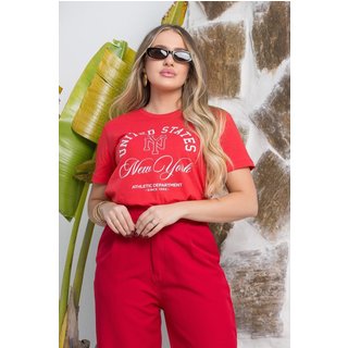 Camiseta Feminina Cianitas Vermelha Estampa United States