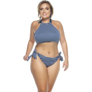 Calcinha Plus Size Com Amarração Lateral, Listrado - Listrado