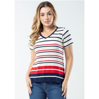Blusa Pau a Pique Listrada Manga Curta Vermelho VERMELHO - G Pau a Pique