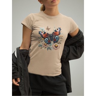Camiseta Feminina GuGi Estampada Borboleta Florida Butterfly Cáqui