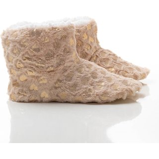 Infantil - Pantufa Botinha Feminina Ivana Coração Bege