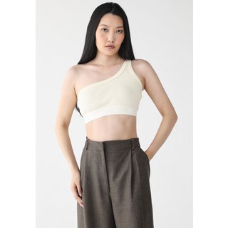 Top Canelado adidas Originals Ajustada One Shoulder Off-White