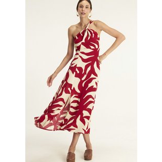 Vestido Cantão Midi Labareda Vermelho
