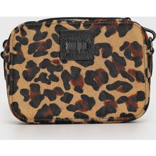 Bolsa Tiracolo Santa Lolla em Couro Animal Print Onça Caramelo