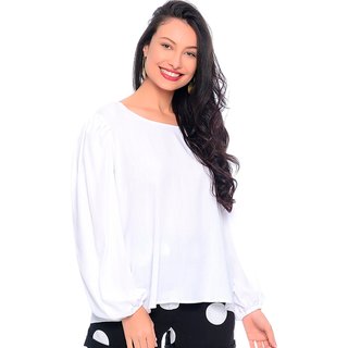 Blusa Bata Decote Redondo B'Bonnie Vânia Branco