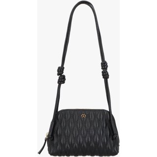 BOLSA MÉDIA EM COURO PRETO MATELASSÊ COM ALÇA DE NÓS