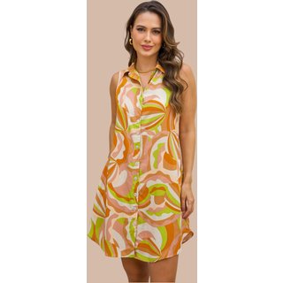 Chemise Aberta Ícone Fashion Sem Manga Estampa Geométrica Ballons